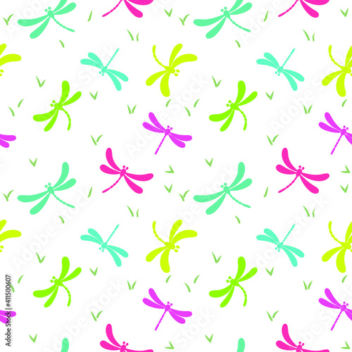 seamless pattern of dragonfly on background