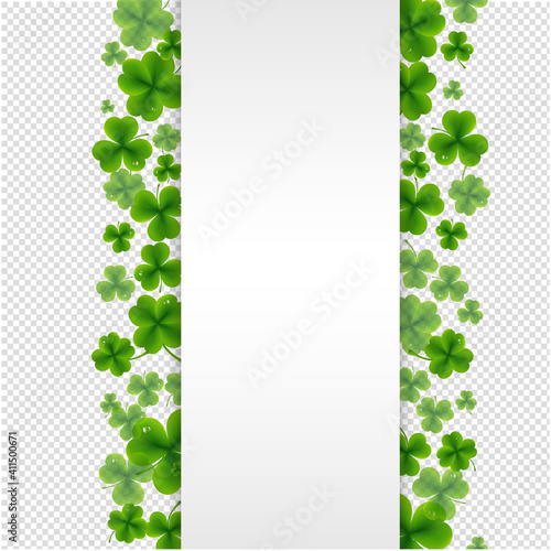 Banner With Clovers Transparent Background With Gradient Mesh  Vector Illustration.
