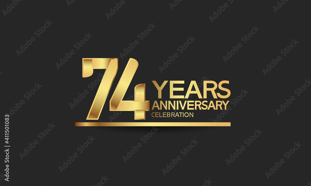 74 years anniversary celebration with elegant golden color isolated on black background can be use for special moment, party and invitation event 74 years anniversary celebration with elegant golden color isolated on black background can be use for special moment, party and invitation event