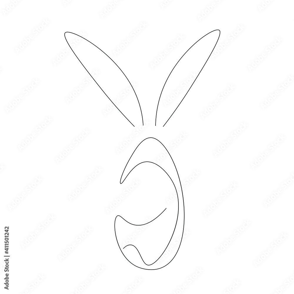 Easter egg bunny line drawing, vector illustration Easter egg bunny line drawing, vector illustration