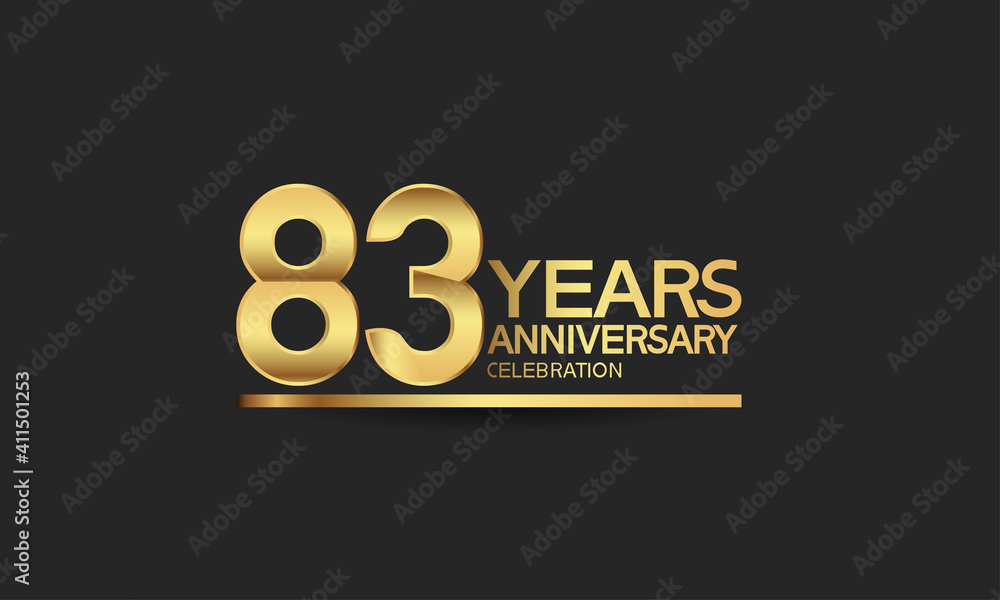 83 years anniversary celebration with elegant golden color isolated on black background can be use for special moment, party and invitation event