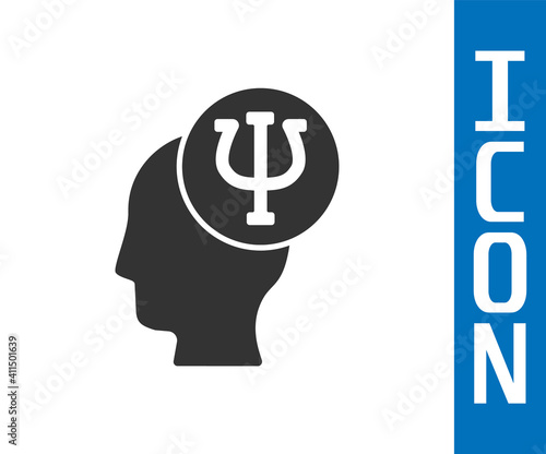 Grey Psychology icon isolated on white background. Psi symbol. Mental health concept, psychoanalysis analysis and psychotherapy. Vector.