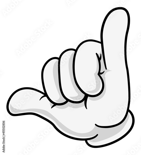 A shaka hang loose surf or gamer skilled hand gesture sign cartoon symbol icon photo