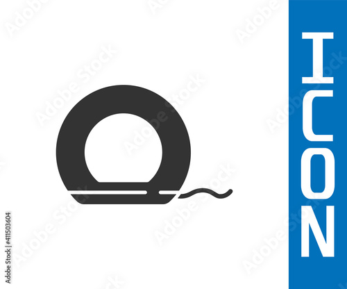 Grey Dental floss icon isolated on white background. Vector.