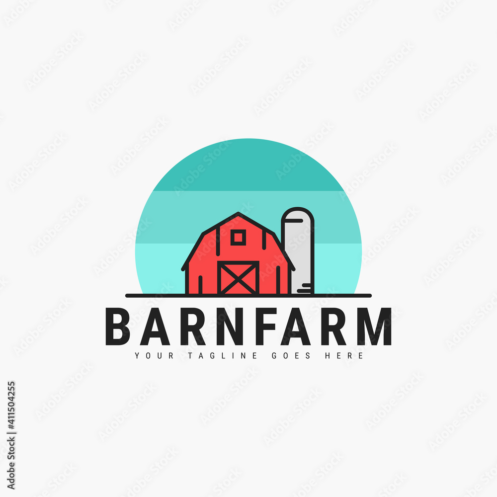 Barn line art logo vector illustration design Barn line art logo vector illustration design