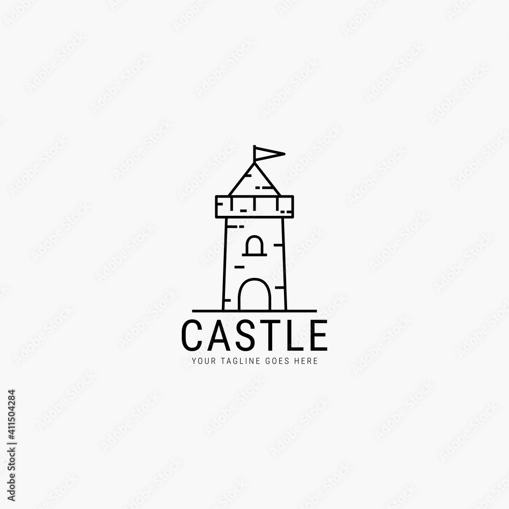Castle line art minimalist logo vector illustration design