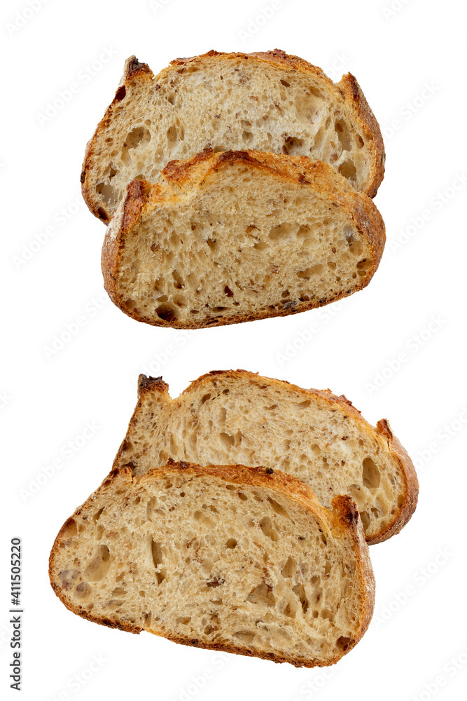Sliced bread on white background top view. Sliced bread on white background top view.