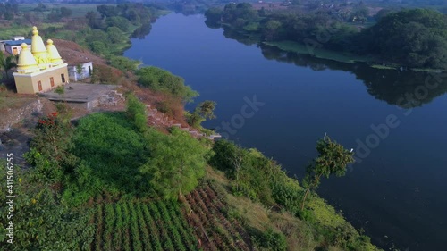 Aerial footage of Hindu Temple at Tulapur near Pune India. photo