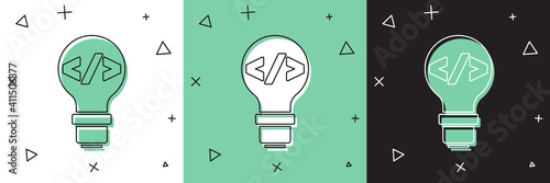 Set Web design and front end development icon isolated on white and green, black background. Vector.