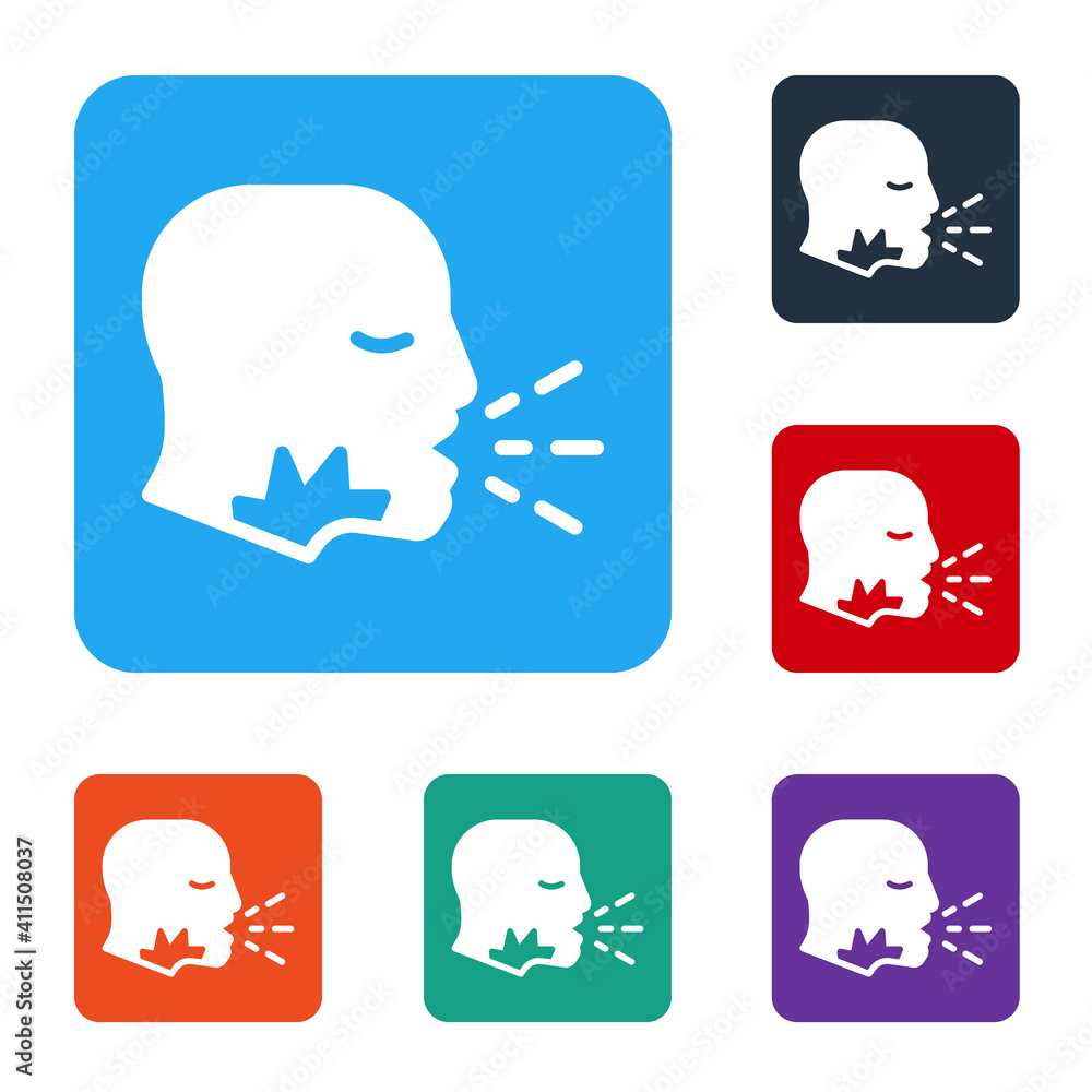 White Man coughing icon isolated on white background. Viral infection