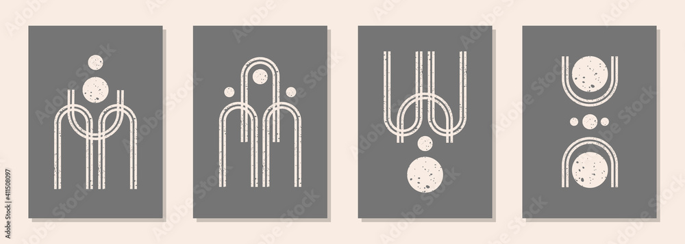 Modern abstract set aesthetic backgrounds with textured various geometric shapes. Wall decor in boho style. Mid century minimalist art print. Vector design Modern abstract set aesthetic backgrounds with textured various geometric shapes. Wall decor in boho style. Mid century minimalist art print. Vector design
