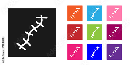 Black Scar with suture icon isolated on white background. Set icons colorful. Vector.