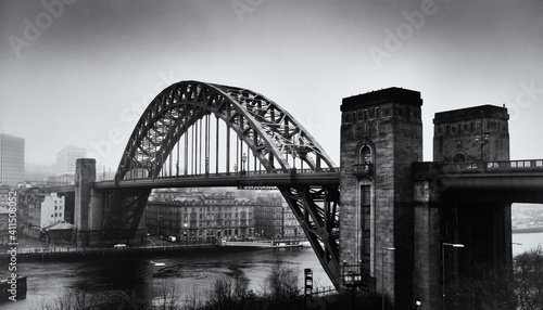 Bridge across the River Tyne, Newcastle upon Tyne. From the Gateshead side
Misty grey day, Monochrome photo