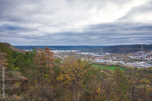 Blick von der Saale Horizontale auf den Stadtteil Lobeda in Jena, Thüringen, Deutschland photo