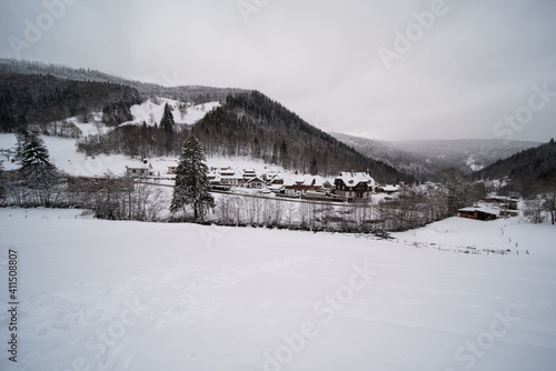 winter landscape in germany near brandenberg in the black forest  photo