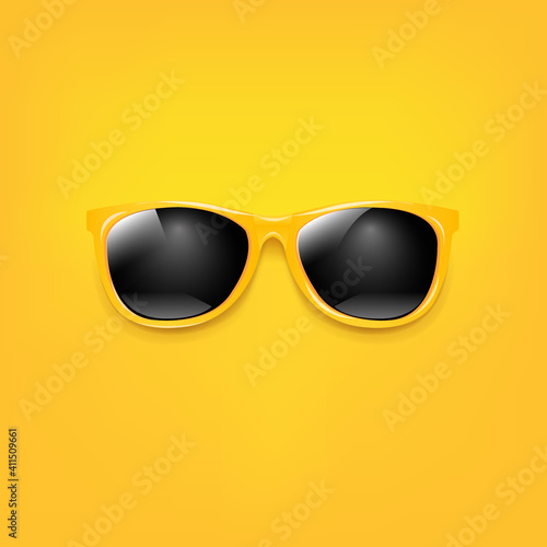 Summer Sunglasses With Orange Poster With Gradient Mesh, Vector Illustration.