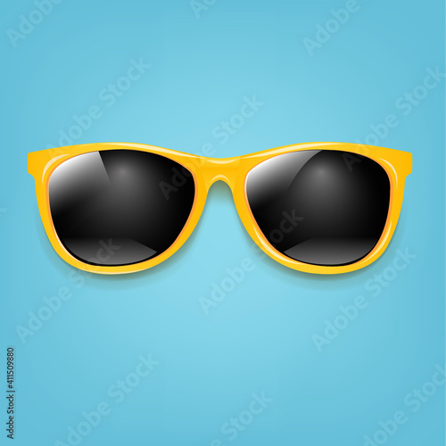 Summer Sunglasses With Mint Poster With Gradient Mesh, Vector Illustration.
