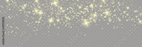 Sparkling magical dust particles . The dust sparks and golden stars shine with special light.