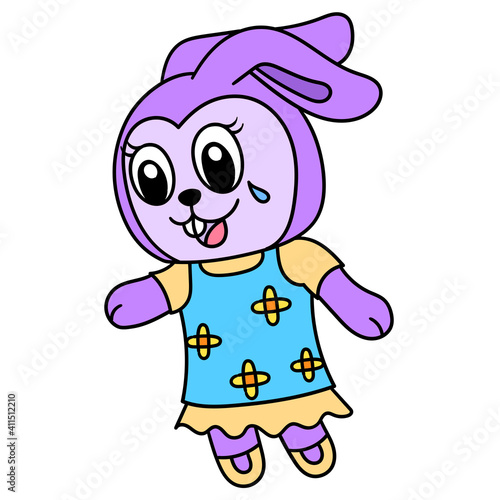 mother rabbit with a smiling face, doodle icon image kawaii