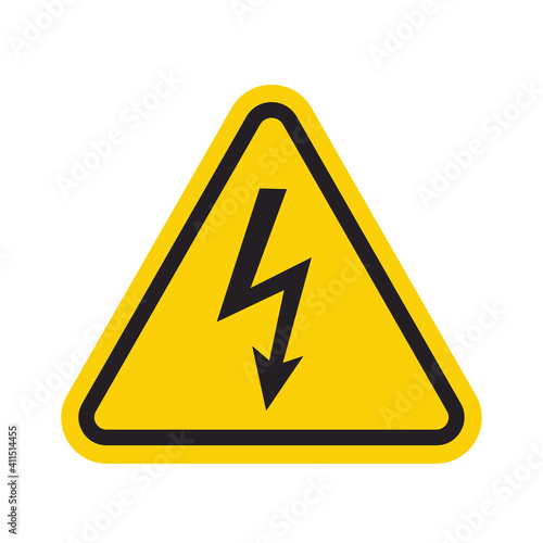 High voltage sign in yellow triangle. Symbol warning danger. Isolated vector illustration on white illustration Free Download High voltage sign in yellow triangle. Symbol warning danger. Isolated vector illustration on white illustration - GFXLoad