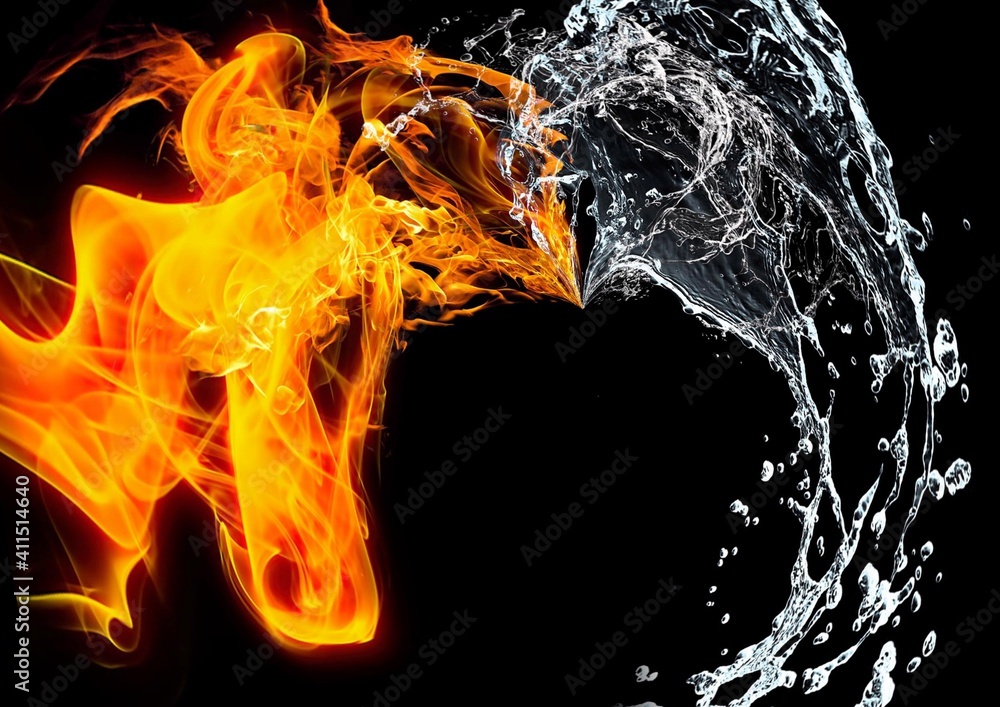 炎と水が渦巻く抽象的な背景 Stock イラスト Adobe Stock