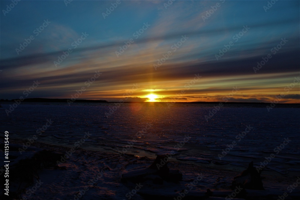 Fototapeta premium sunset over the lake