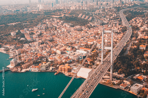 Aerial view of Istanbul Bosporus and bridge © ozkan
