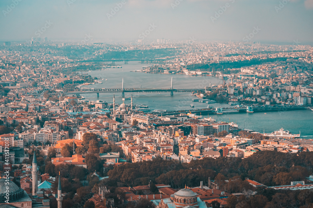 Istanbul Golden Horn from sky