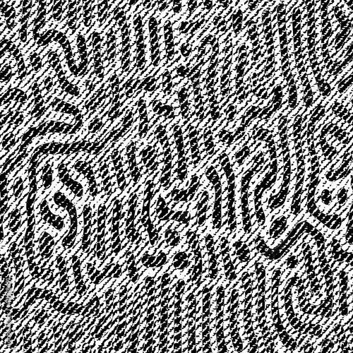 Full Seamless Modern Distressed Square Pattern Vector. Classic Black and White Halftone Design Fabric Print Background illustration for textile.