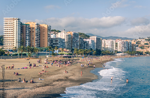 View of Malagueta beach in Malaga. Andalusia, Spain