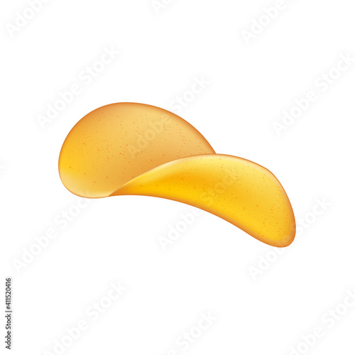 Vector 3d realistic potato ships isolated on white background. potato chips sign or label