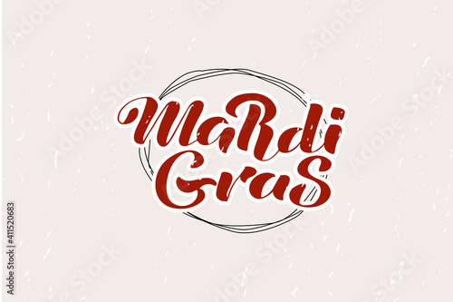 lettering for Mardi Gras holiday greeting card