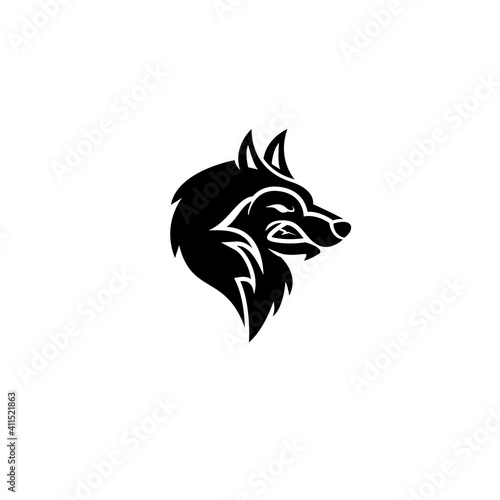 angry Wolf head face logo vector icon emblem suitable for club, team, esport, sport logo illustration design