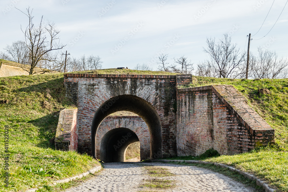 Fototapeta premium One of the many entrance gates at the Petrovaradin Fortress in Novi Sad, Serbia 
