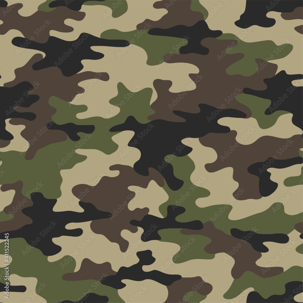 Full seamless camouflage texture skin pattern vector for military textile. Usable for Jacket Pants Shirt and Shorts. Army camo masking design for hunting fabric print and wallpaper.  - obrazy, fototapety, plakaty 