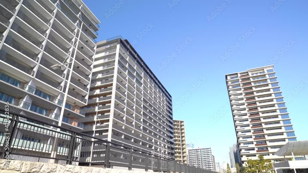 東京 新築マンション群 東京オリンピック選手村 ジンバル移動撮影 東京 新築マンション群 東京オリンピック選手村 ジンバル移動撮影