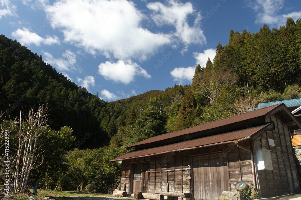 wooden house in mountains