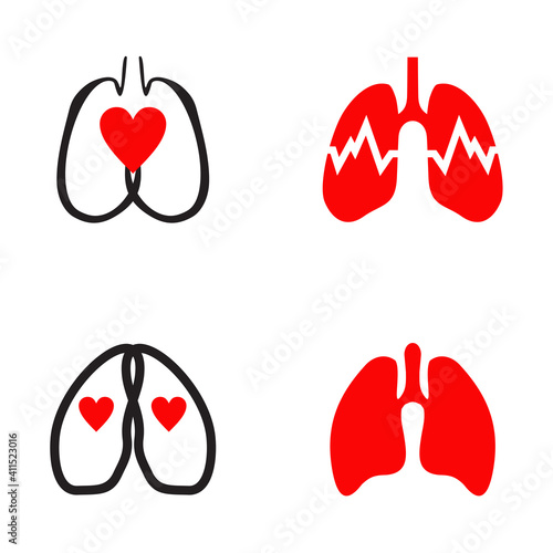 Lung health care and medical logo design template