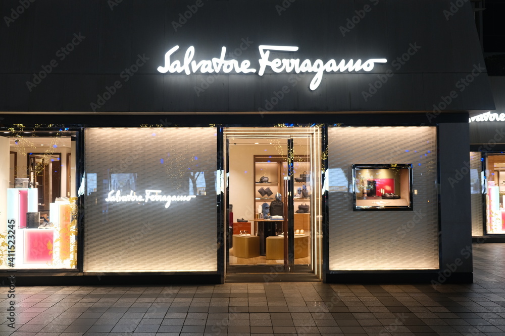 Shanghai.China-Feb.2021: Facade of Salvatore Ferragamo store. An Italian  luxury brand Stock Photo | Adobe Stock
