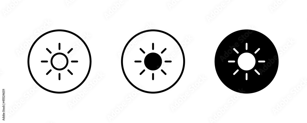 Sun icon, summer, brightness, Intensity Setting line outline icons button, vector, sign, symbol, logo, illustration, editable stroke, flat design style isolated on white linear pictogram Sun icon, summer, brightness, Intensity Setting line outline icons button, vector, sign, symbol, logo, illustration, editable stroke, flat design style isolated on white linear pictogram