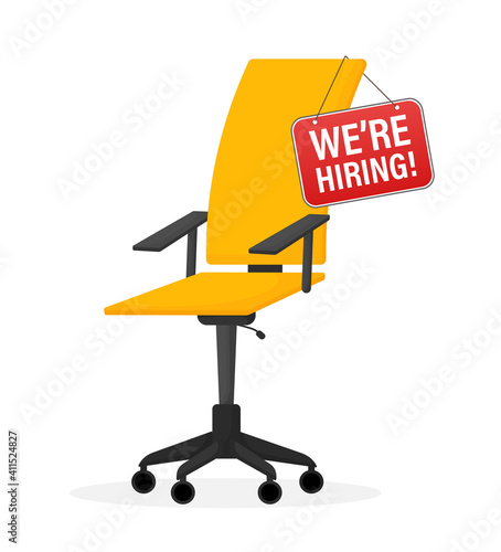 Hiring office chair, great for any purposes. Creative design. Cartoon illustration with red hiring office chair for concept design.