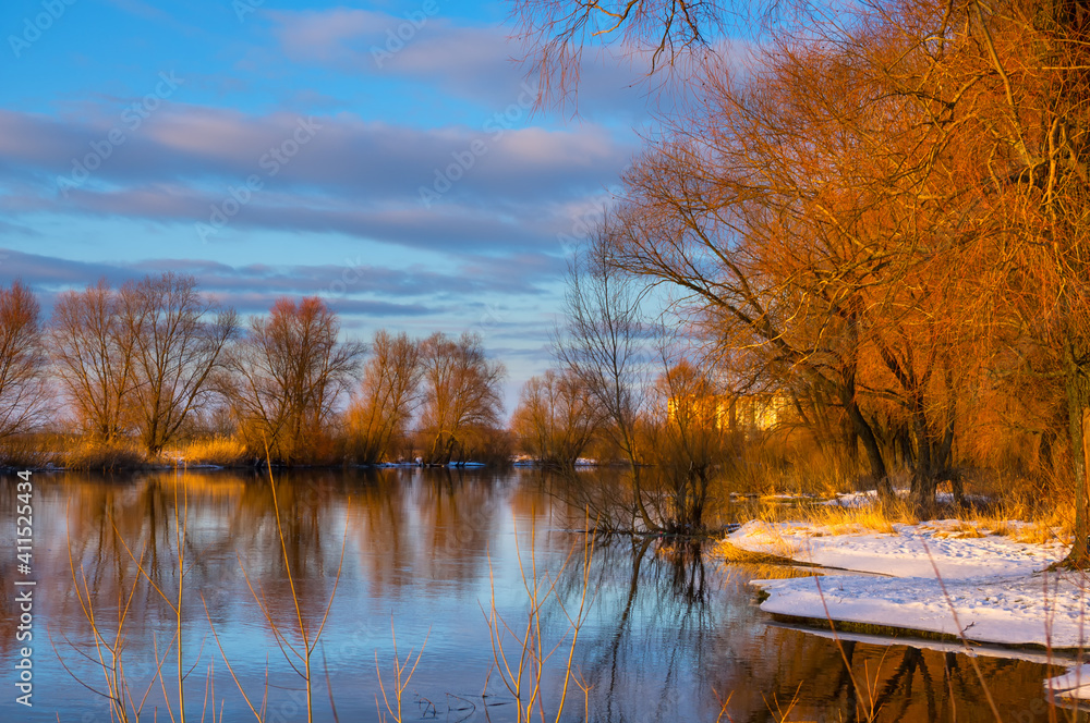 custom made wallpaper toronto digitalRiver in winter at evening