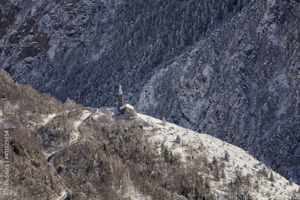 The Church of San Peyre di Stroppo. Upper Maira Valley, Cottian alps