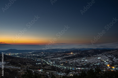 Beautiful sunrise in the Ukrainian mountain village