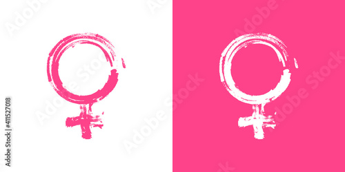 Female Gender Symbol Hand Drawn Brush Stroke Style Vector Icon