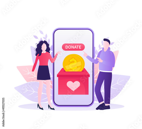 Donate online, great design for any purposes. Charity concept. Abstract green web banner. Vector background. Abstract icon. Web banner.