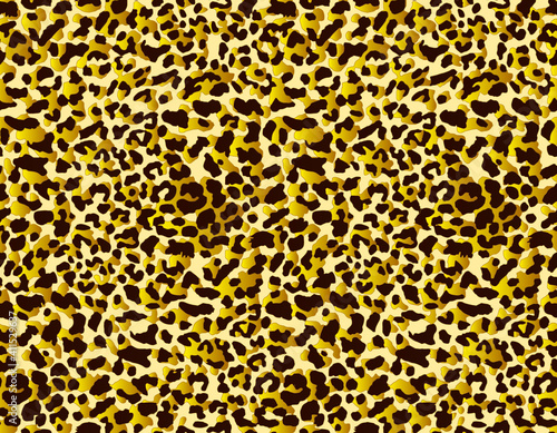 Full seamless leopard cheetah animal skin pattern. Yellow design for women textile fabric printing. Suitable for trendy fashion use.