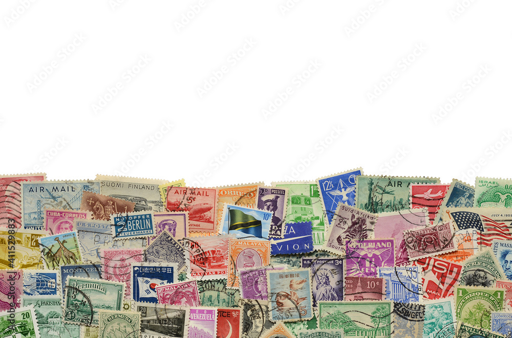 Stamps mail of the different countries.