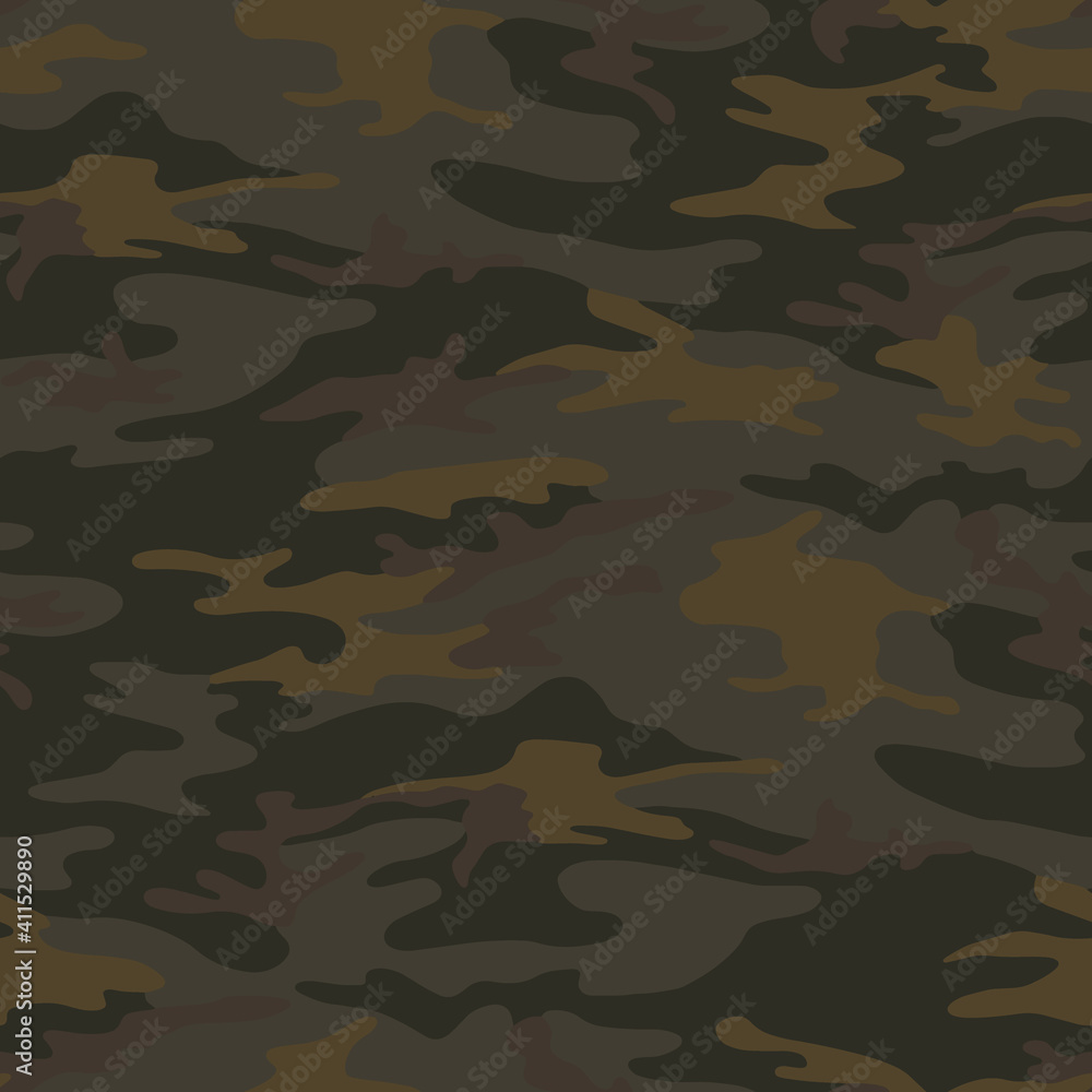 Fototapeta premium Full seamless camouflage texture skin pattern vector for military textile. Usable for Jacket Pants Shirt and Shorts. Dirty army camo masking design for hunting fabric print and wallpaper.