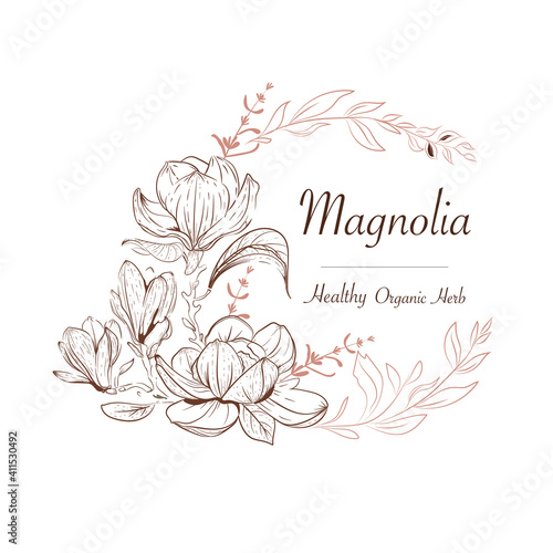 Fototapeta Naklejka Na Ścianę i Meble -  hand drawn blooming plant background.flowers and leafs pattern.Card
